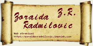 Zoraida Radmilović vizit kartica